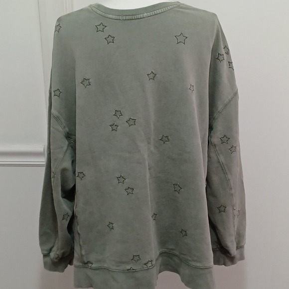 Z Supply Womens Modern Weekender Star Green Long Sleeve Split Hem Oversize Sz Lg - Picture 3 of 7